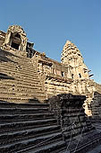 Angkor Wat temple, the central group 'Bakan' interrupted by stairs ascending in a single flight of steps to the top level. 